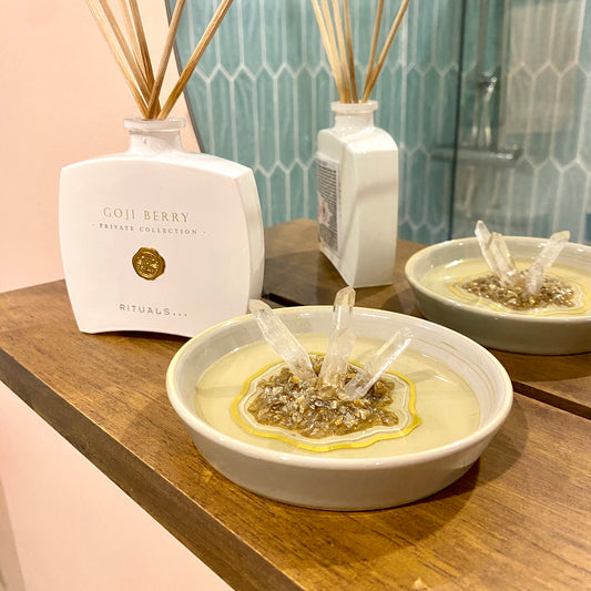 Ceramic Tray with Quartz Crystals