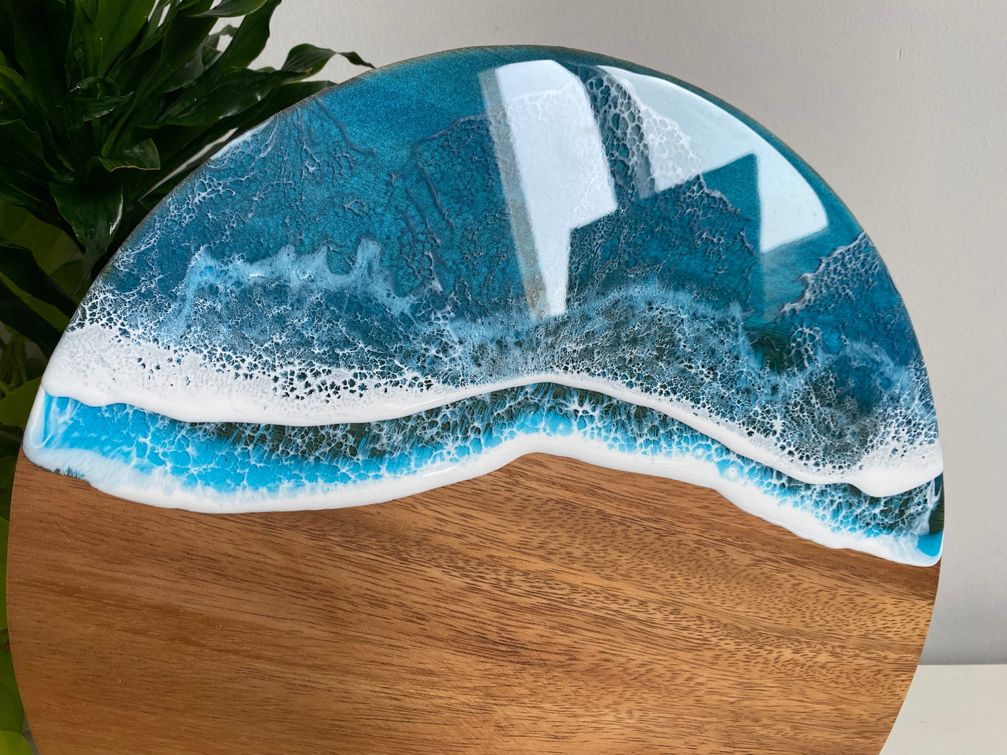 Large Beach Inspired Round Acacia Cheese Board